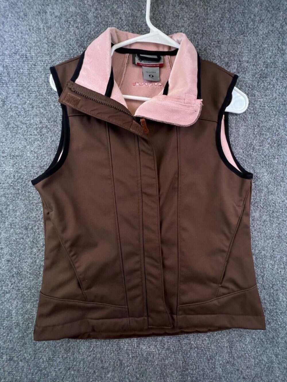 Columbia Vest Women’s Medium Brown Full Zip Leather Accent Soft Inside Convert